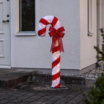 Candycane LED figura, piros és fehér, magasság 120 cm, műanyag, IP44 kép