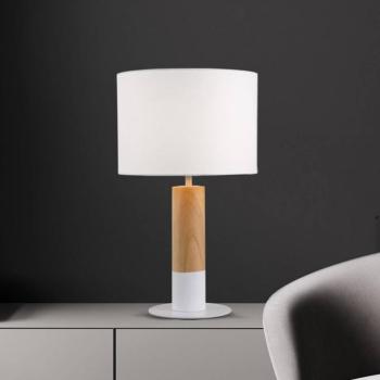 Carroll asztali lámpa, világos fa/fehér, magasság 43 cm, szövet kép