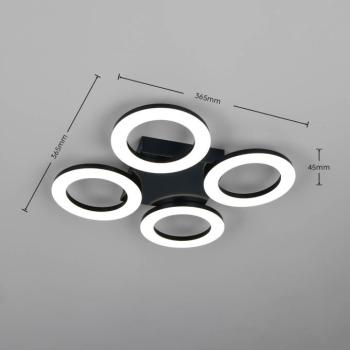 Cemi LED mennyezeti világítás, kerek, fekete, műanyag, 4 000 K kép