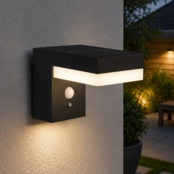 Cenova LED fali lámpa, fekete, szélesség 16 cm, érzékelővel kép
