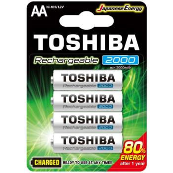 Ceruzaelem AA (LR6) , 1.2 Volt , 4 darab , tartós , elem , tölthető , 2000mAh , High Power , TOSHIBA kép