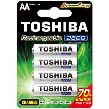 Ceruzaelem AA (LR6) , 1.2 Volt , 4 darab , tartós , elem , tölthető , 2500mAh , High Power , TOSHIBA kép