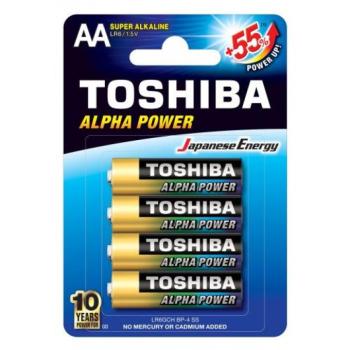 Ceruzaelem AA (LR6) , 1.5 Volt , 4 darab , tartós , elem , Alpha Power , TOSHIBA kép