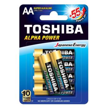 Ceruzaelem AA (LR6) , 1.5 Volt , 6 darab , tartós , elem , Alpha Power , TOSHIBA kép