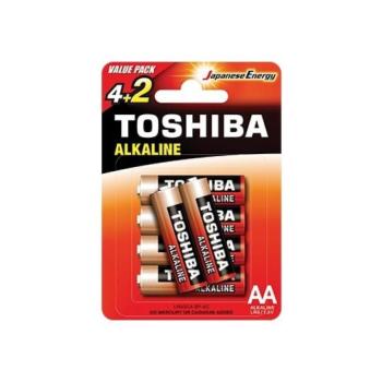 Ceruzaelem AA (LR6) , 1.5 Volt , 6 darab , tartós , elem , Red Alkaline , TOSHIBA kép