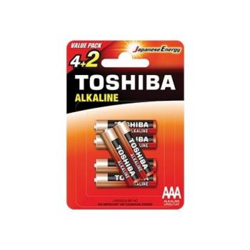 Ceruzaelem AAA (LR03) , 1.5 Volt , 6 darab , tartós , elem , Red Alkaline , TOSHIBA kép