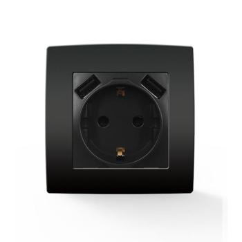 CITY NÉMET TÍPUSÚ DUGALJ+2 USB ANTRACIT kép