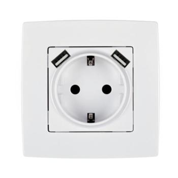 CITY NÉMET TÍPUSÚ DUGALJ+2 USB FEHÉR kép