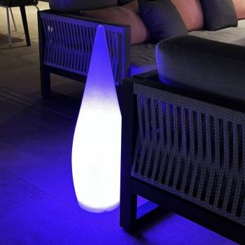 Classy fehér LED-es napelemes teraszvilágító, magasság 80 cm, RGBW kép