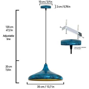 Claus függőlámpa, kék/arany, Ø 35 cm, fém, E27 kép