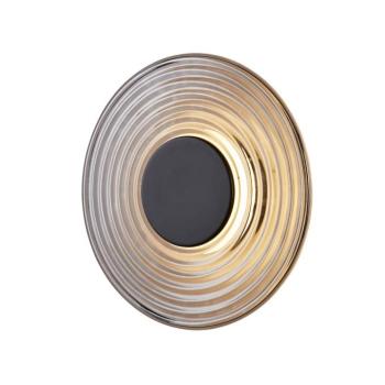 Cleo LED fali lámpa, füstszürke/matt fekete, Ø 30 cm, üveg kép