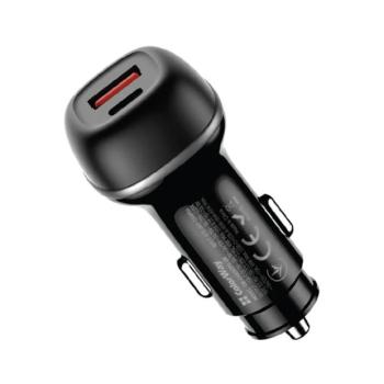COLORWAY Autós töltő, CW-CHA067PD-BK, 2xUSB (Type-C PD45W + USB QC3.0 18W) (63W), fekete kép