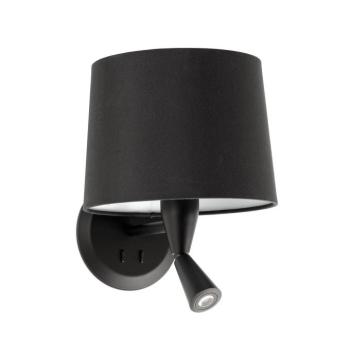Conga fali lámpa LED olvasólámpával, fekete színben kép
