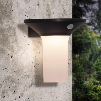 Corbezzola LED napelemes kültéri fali lámpa, fekete, szenzoros kép