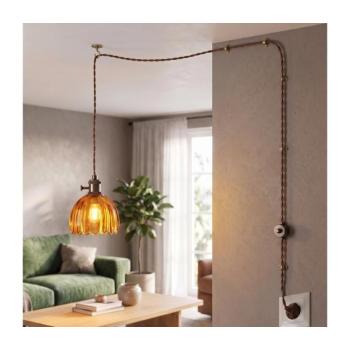 Cottex 8400100-5503 - Konnektorba dugható, kábeles függeszték NORA 1xE14/5W/230V, barna 8400100-5503