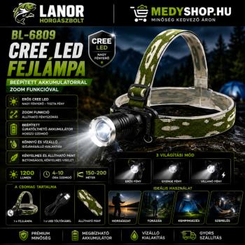 Cree LED fejlámpa beépített akkumulátorral zoom funkcióval – BL-6809 kép