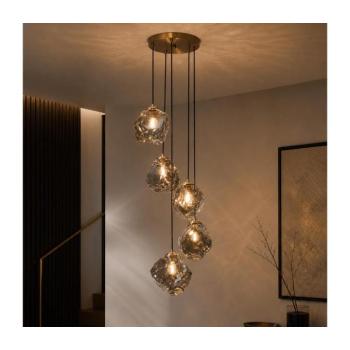 CRISTAL kábeles csillár, 5x E14/15W/230V, sárgaréz/füstös fekete LM-5.302/PATYNA/SMOKY kép