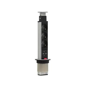 Csatlakoztatható aljzatoszlop asztallaphoz 2x230V + 2xUSB 20430SUF kép