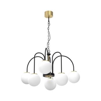 Csillár láncon CAMBRIDGE 6xE14/60W/230V fekete/sárgaréz 3200 kép