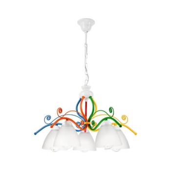 Csillár láncon RETRO 5xE27/60W/230V fehér/színes LM-5.51/MULTICOLOR kép