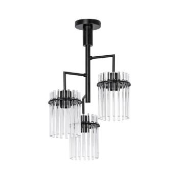 Csillár rúdon 3xE27/60W/230V fekete/átlátszó W-CTX1050-3 clean kép