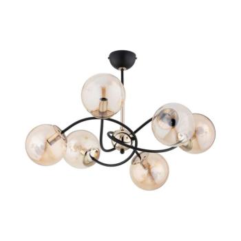 Csillár rúdon AURORA 6xE14/10W/230V fekete/arany 63296 kép