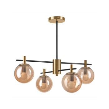Csillár rúdon LILOU 4xE14/5W/230V arany/fekete/füstös bézs LM-4.219 kép
