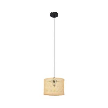 Csillár zsinóron ALBA 1xE27/15W/230V á. 20 cm rattan/fekete W-KM 2015/1 BK + RATTAN kép