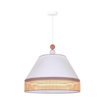 - Csillár zsinóron AVIGNON 1xE27/15W/230V á. 60 cm fehér/rattan 602068 kép