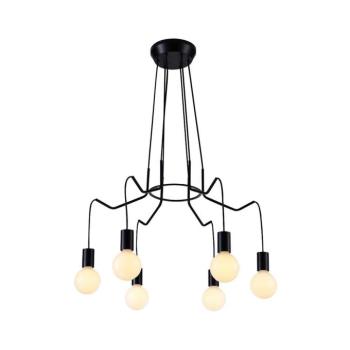 Csillár zsinóron BASSO 6xE27/40W/230V fekete 36-71033 kép