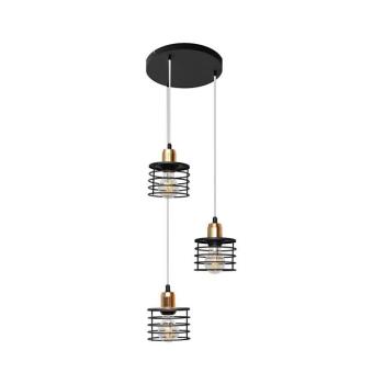 Csillár zsinóron EDISON 3xE27/15W/230V W-KD 1366/3 BK+BR kép