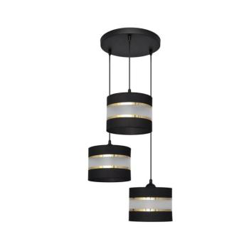 Csillár zsinóron HELEN 3xE27/15W/230V fekete/arany W-KD 0801/3 BK+GO+MAT kép