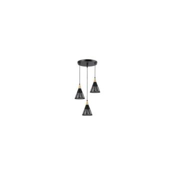Csillár zsinóron HIRA 3xE27/60W/230V átm. 40 cm fekete ZS HIRA TRIPLE ROUND BLACK kép