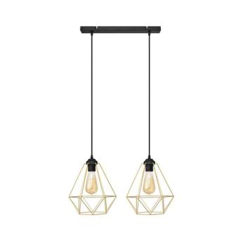 Csillár zsinóron KARO 2xE27/15W/230V arany/fekete W-L 1311/2 BK-B GO MAT kép