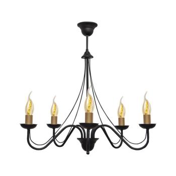 Csillár zsinóron MALBO III 5xE14/60W/230V W-2940/5 BK+GO kép