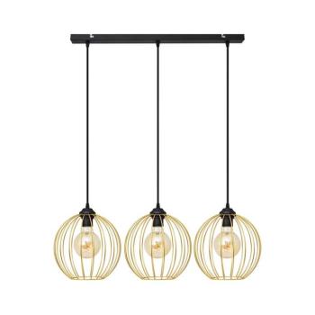 Csillár zsinóron MERCURE 3xE27/15W/230V arany/fekete W-L 1388/3 BK-B GO MAT kép