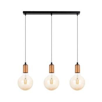 Csillár zsinóron MIROS 3xE27/60W/230V fekete/réz 0066 kép