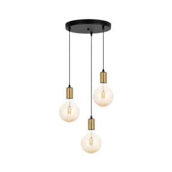 Csillár zsinóron MIROS 3xE27/60W/230V kerek fekete/arany 0257 kép
