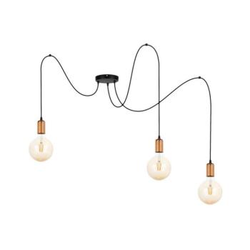 Csillár zsinóron MIROS 3xE27/60W/230V pók fekete/réz 0072 kép