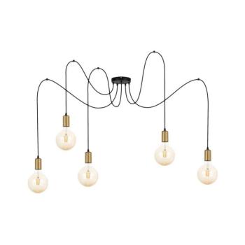 Csillár zsinóron MIROS 5xE27/60W/230V pók fekete/arany 0260 kép