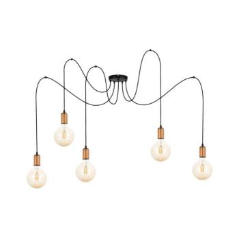 Csillár zsinóron MIROS 5xE27/60W/230V pók fekete/réz 0074 kép