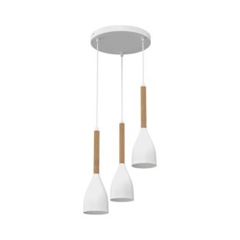 Csillár zsinóron MUZA NEW 3xE27/60W/230V bükkfa/fehér 3174 kép