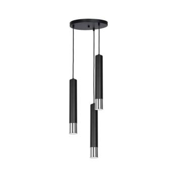 Csillár zsinóron NEST 3xGU10/8W/230V fekete/fényes króm 1058 kép