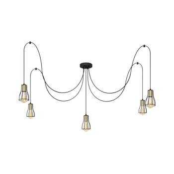 Csillár zsinóron TUBE 5xE27/15W/230V pók fekete/arany W-KM 1924/5K BK+GO+BK kép