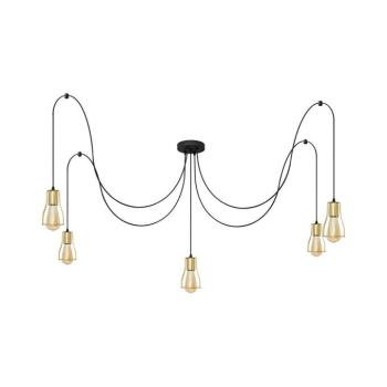 Csillár zsinóron TUBE 5xE27/15W/230V pók fekete/arany W-KM 1924/5K BK+GO MAT kép