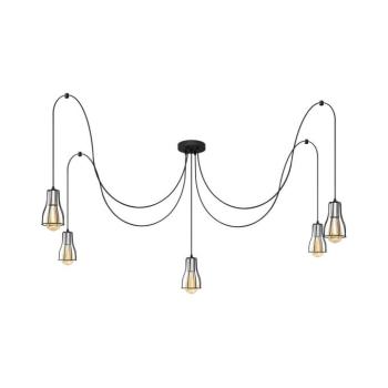 Csillár zsinóron TUBE 5xE27/15W/230V pók fekete/króm W-KM 1924/5K BK+CH+BK kép