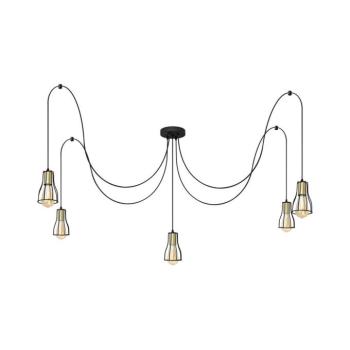 Csillár zsinóron TUBE LONG 5xE27/15W/230V fekete/arany W-KMD 1924/5K BK+GO+BK kép