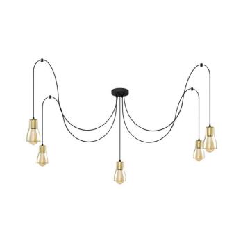 Csillár zsinóron TUBE LONG 5xE27/15W/230V fekete/arany W-KMD 1924/5K BK+GO MAT kép