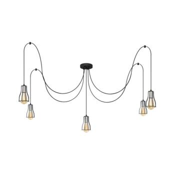 Csillár zsinóron TUBE LONG 5xE27/15W/230V fekete/króm W-KMD 1924/5K BK+CH+BK kép