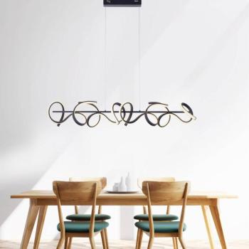 Curls LED-es függőlámpa, fekete, fém, 99 cm hosszú, dimmelhető kép